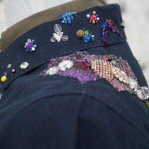 Unique Navy Hand-Beaded Scotch & Soda Jacket - Size Small Wearable Art